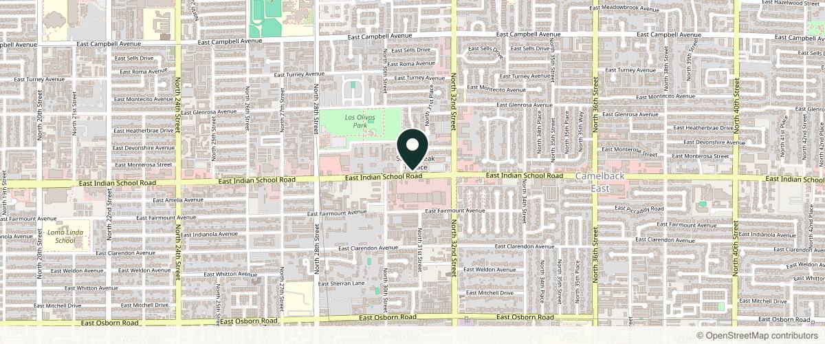 Map showing the exact location of Arcadia Dermatology at 3104 E Indian School Rd #100, Phoenix, AZ 85016
