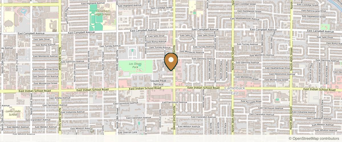 Map showing the exact location of Arcadia Skin at 4202 N 32nd St Ste F, Phoenix, AZ 85018, USA