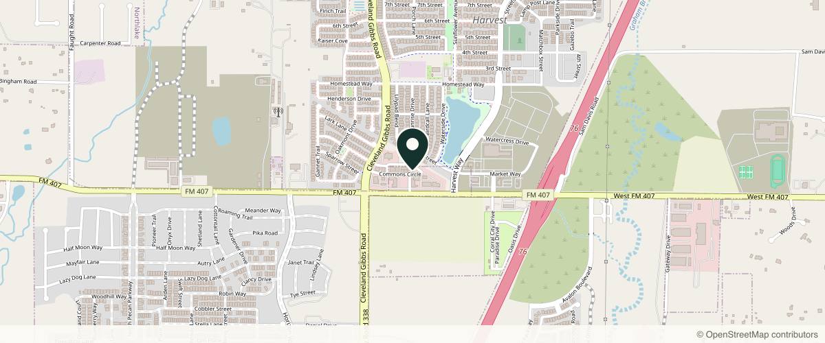 Map showing the exact location of Argyle Med Spa and Wellness Center at 1490 Commons Cir #200, Argyle, TX 76226, USA