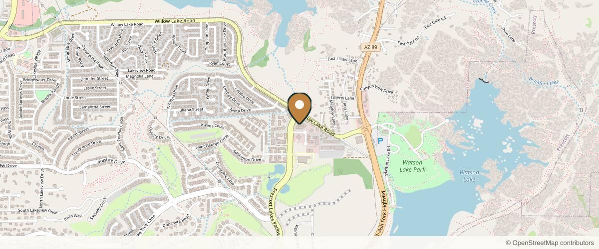 Map showing the exact location of Aria Aesthetics & Permanent Makeup at 1955 Commerce Center Cir A, Prescott, AZ 86301, USA