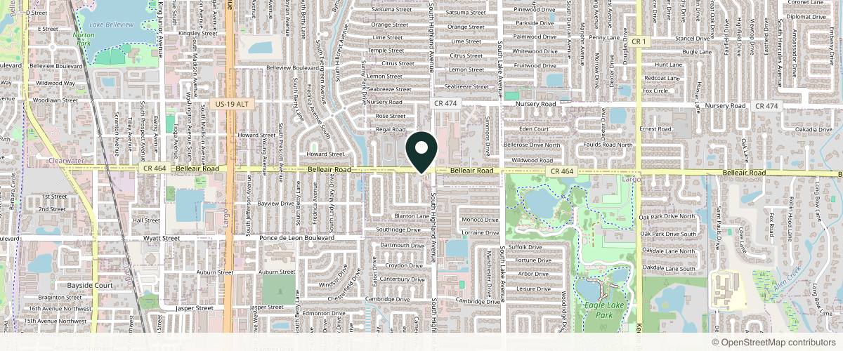 Map showing the exact location of Aria Med Spa at 1481 Belleair Rd, Clearwater, FL 33756, USA