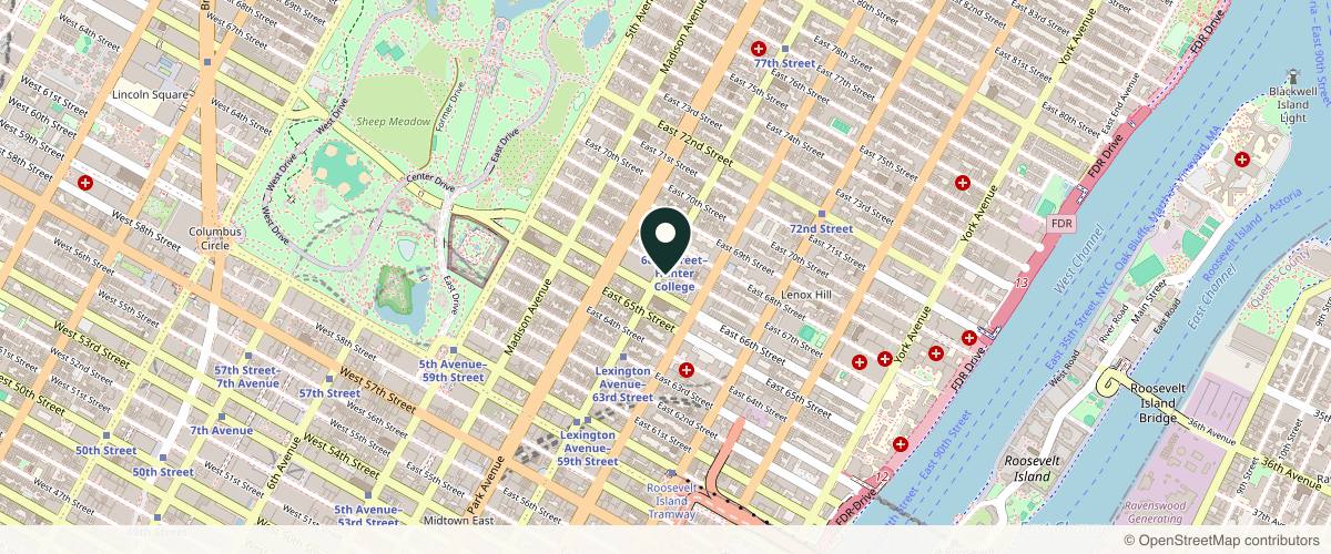 Map showing the exact location of Ariel Ostad MD at 897 Lexington Ave, New York, NY 10065