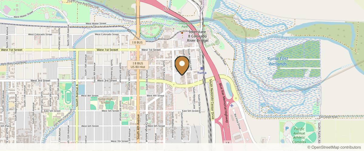 Map showing the exact location of Arizona SkinCare Institute at 318 S Main St, Yuma, AZ 85364, USA