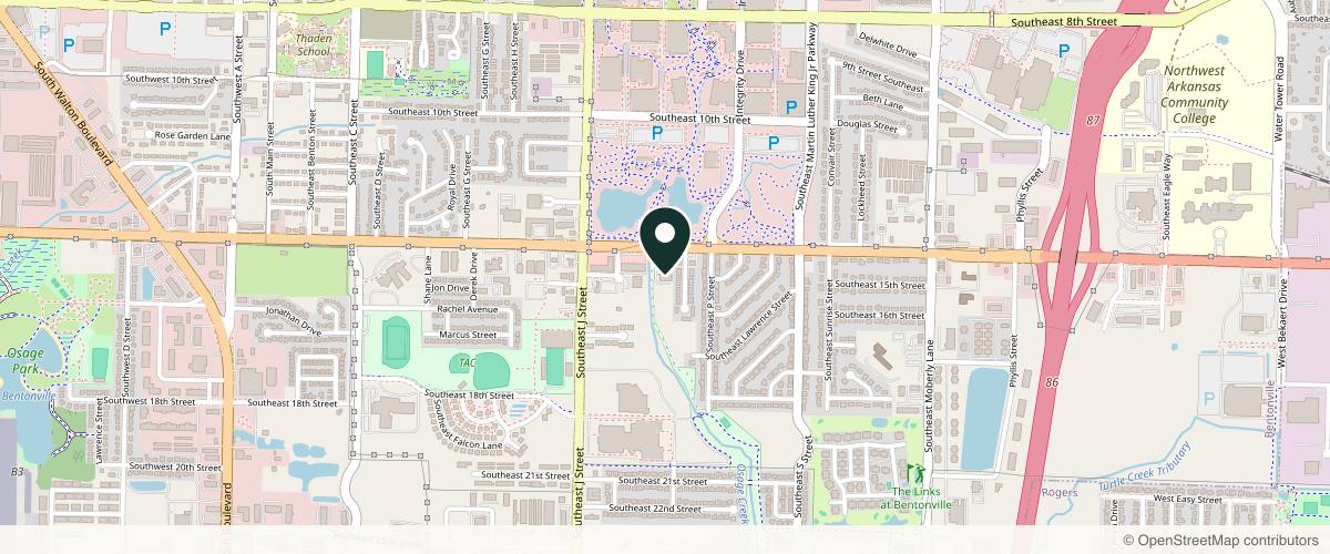 Map showing the exact location of Arkansas Health and Aesthetics at 1300 SE 14th St #2, Bentonville, AR 72712, USA