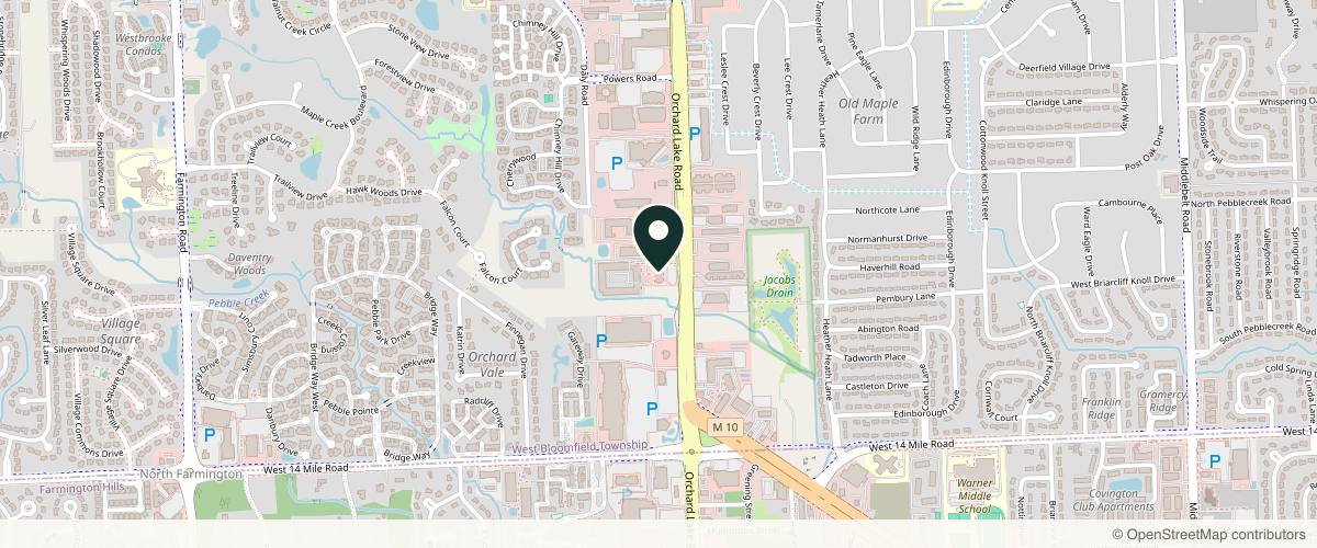 Map showing the exact location of Art of Dermatology - West Bloomfield at 7096 Orchard Lake Rd, West Bloomfield Township, MI 48322
