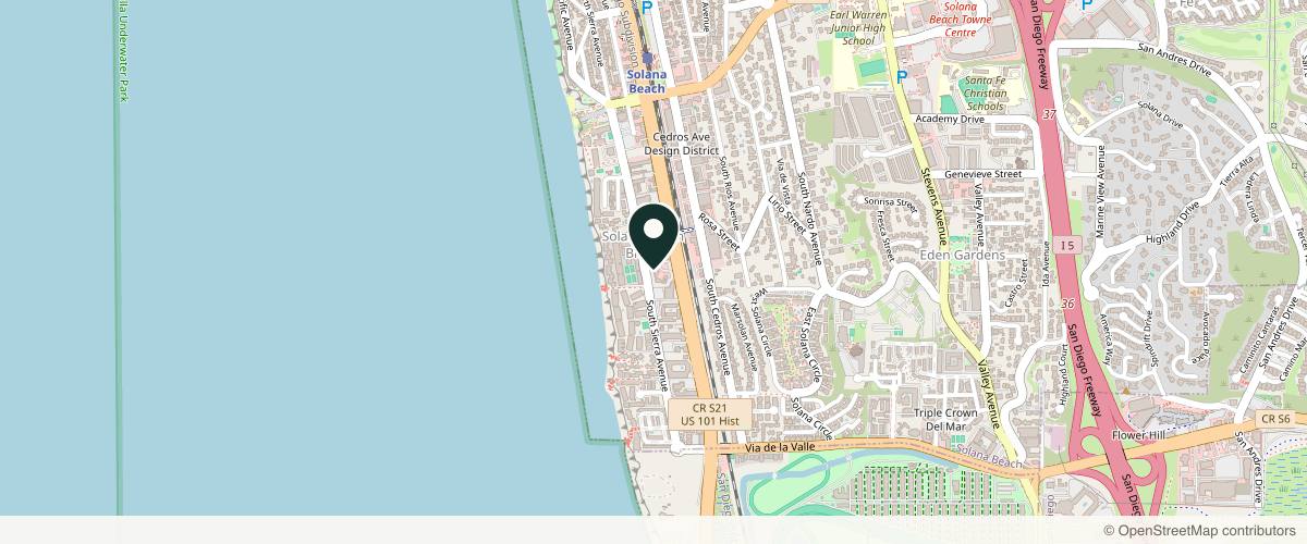 Map showing the exact location of Art of Skin MD - Dr. Melanie D. Palm, MD MBA at 437 S Hwy 101 Suite 217, Solana Beach, CA 92075