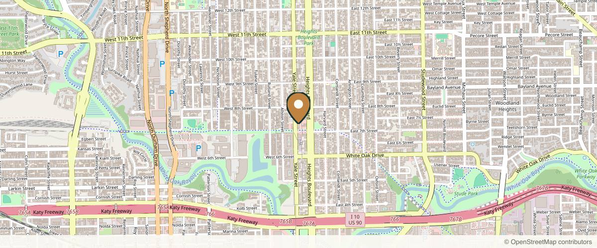Map showing the exact location of Artavi Med Spa- Dr. Tarina Desai, MD at 714 Yale St #2k, Houston, TX 77007, USA