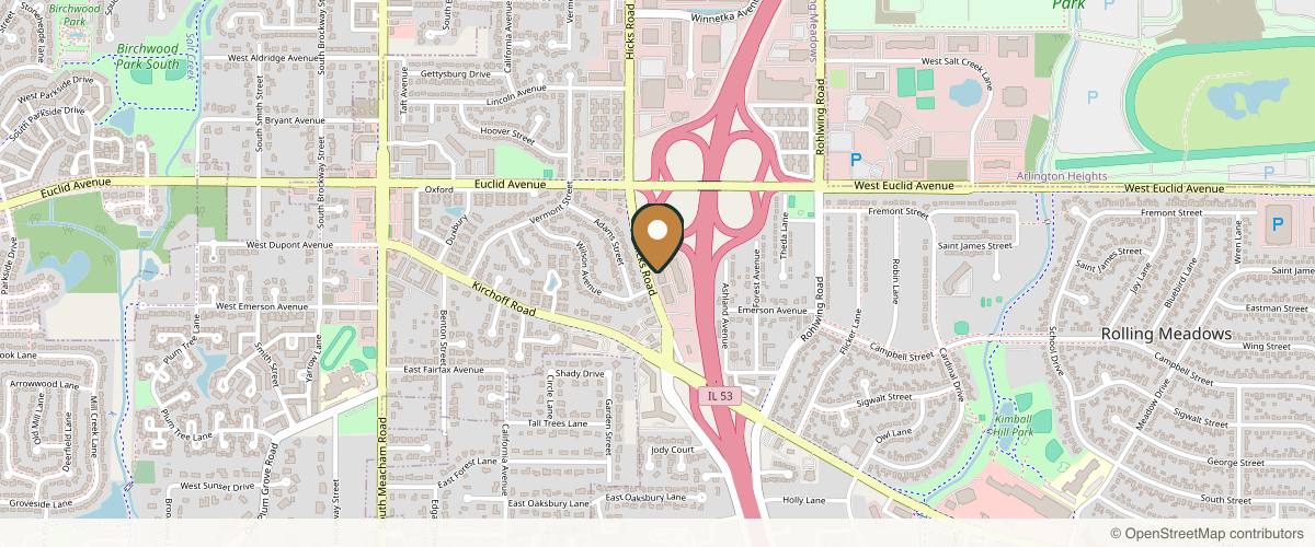 Map showing the exact location of AS Laser Cosmetic Clinic at 2260 Hicks Rd Unit 411, Rolling Meadows, IL 60008, USA