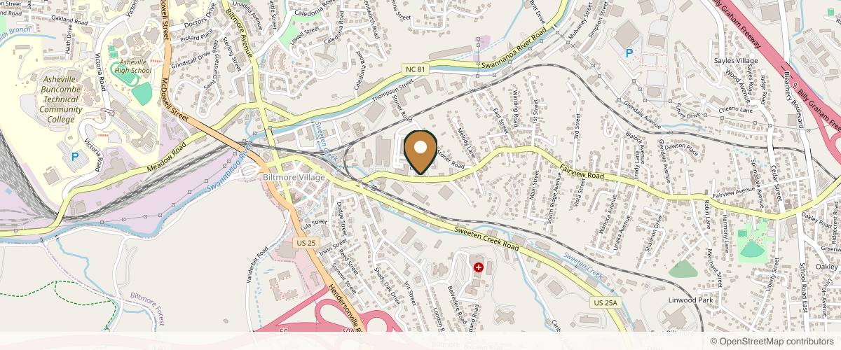 Map showing the exact location of Asheville Beauty Co at 200 District Dr #106, Asheville, NC 28803, USA