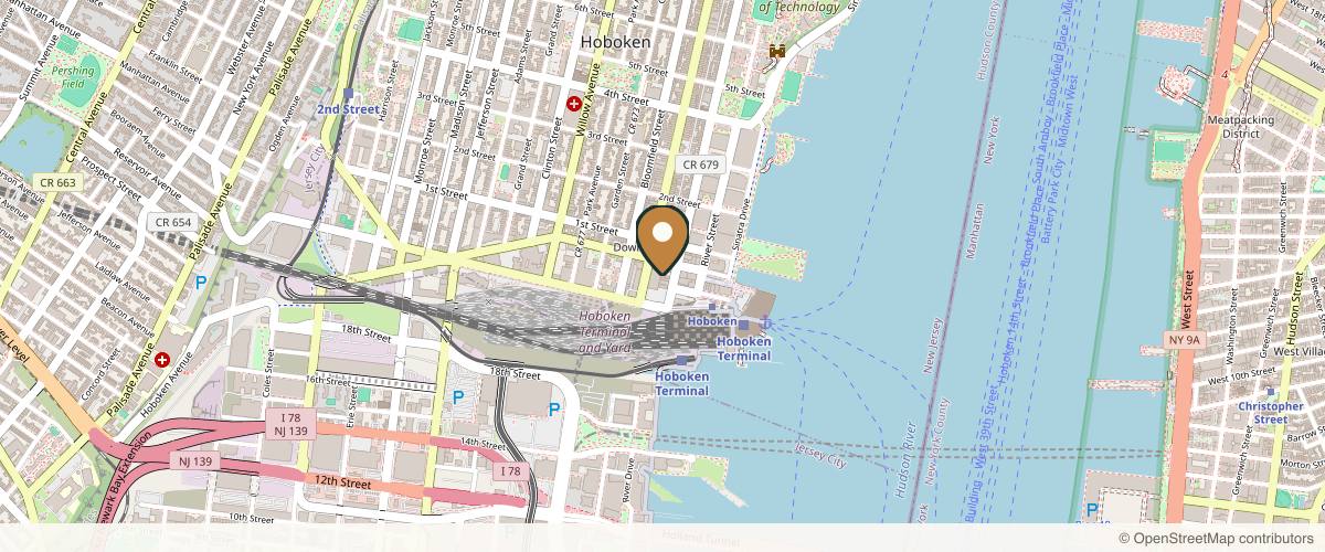 Map showing the exact location of Aspen Prime MedSpa at 74 Hudson St, Hoboken, NJ 07030, USA