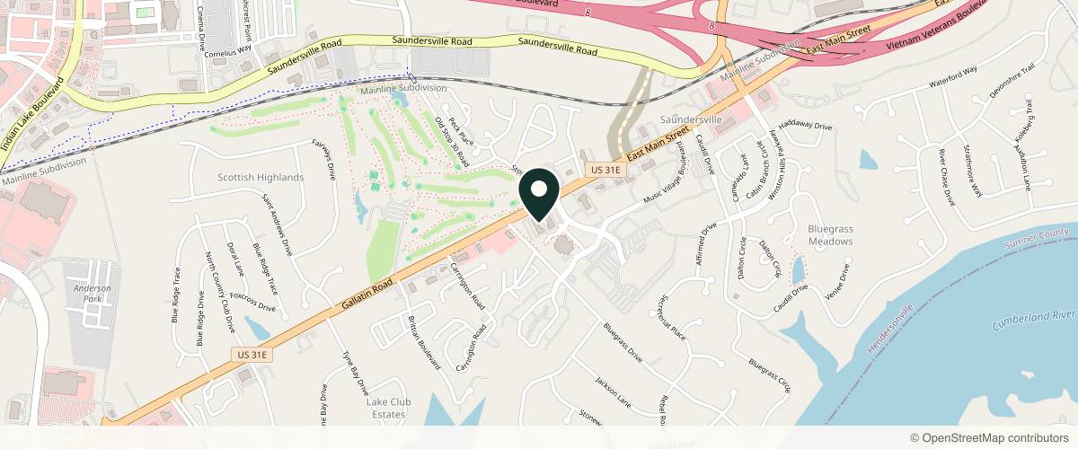 Map showing the exact location of Aspire Aesthetics at 100 Bluegrass Commons Blvd Ste 2160, Hendersonville, TN 37075, USA