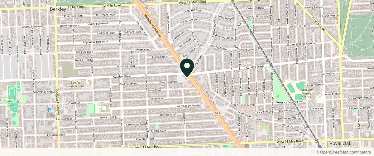 Map showing the exact location of Associated Dermatologists | Berkley at 27901 Woodward Ave #200, Berkley, MI 48072