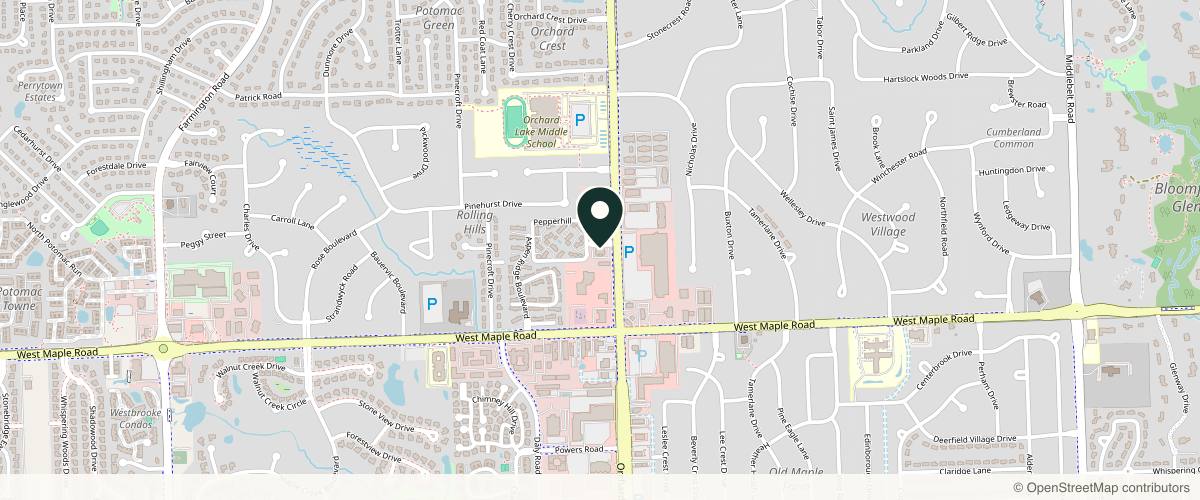 Map showing the exact location of Associated Dermatologists | West Bloomfield at 6330 Orchard Lake Rd Ste 120, West Bloomfield Township, MI 48322