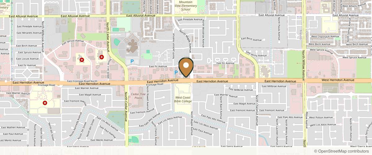 Map showing the exact location of Athēnix | Advanced Plastic Surgery & Aesthetic Centers at 7015 N Maple Ave #102, Fresno, CA 93720, USA