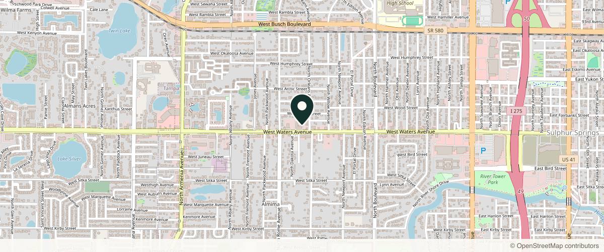 Map showing the exact location of AUREUM MEDSPA TAMPA at 1419 W Waters Ave #106, Tampa, FL 33604, USA
