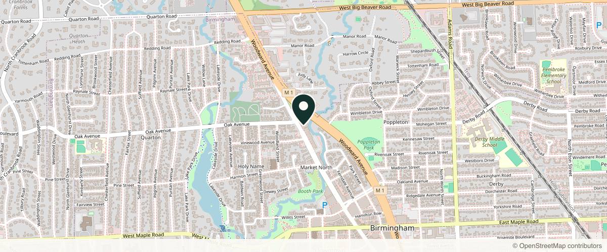 Map showing the exact location of AURORA MEDICAL SPA at 856 N Old Woodward Ave #120, Birmingham, MI 48009, USA