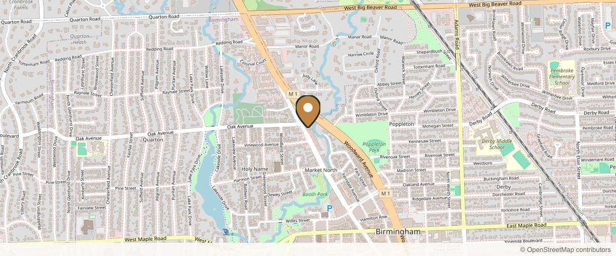 Map showing the exact location of AURORA MEDICAL SPA at 856 N Old Woodward Ave #120, Birmingham, MI 48009, USA