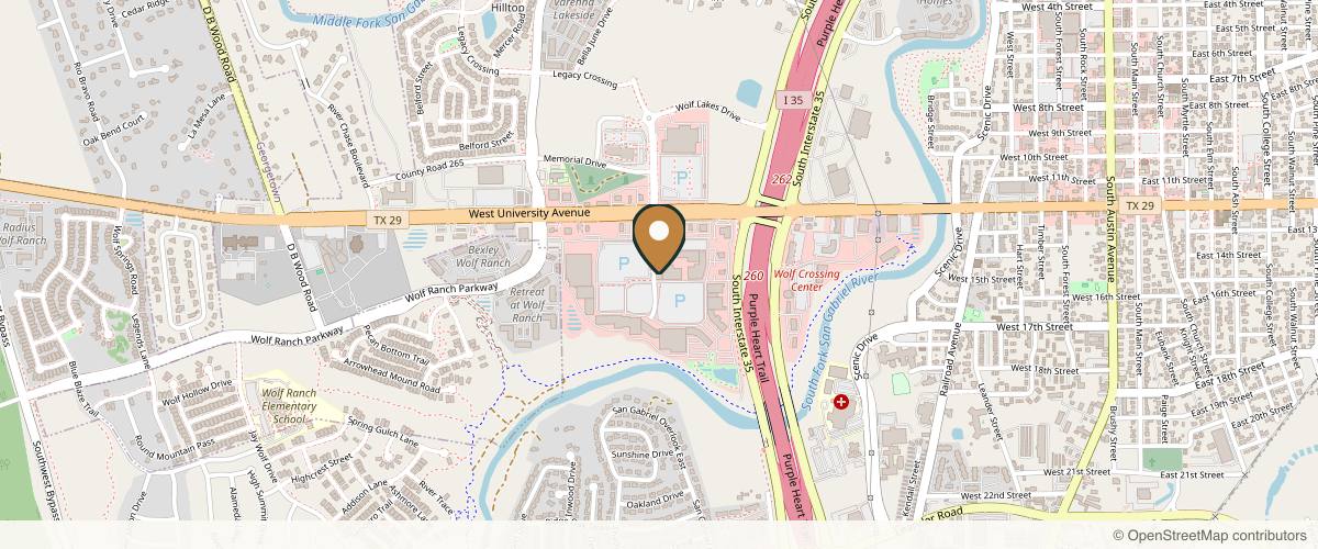 Map showing the exact location of Aurora Medical Spa at 1013 W University Ave #193, Georgetown, TX 78628, USA