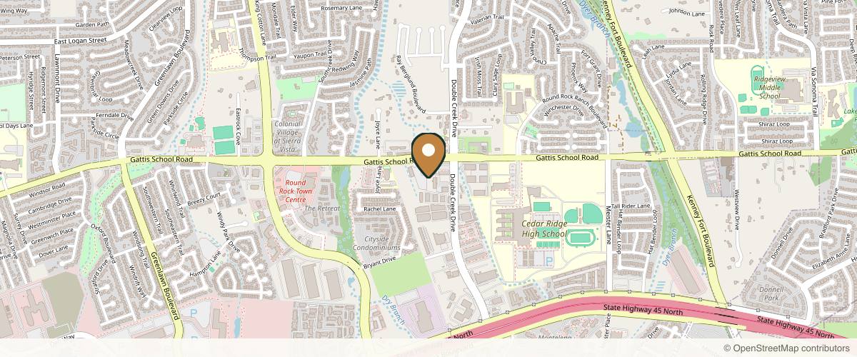 Map showing the exact location of Austin Aesthetic Couture at 2631 Gattis School Rd #320, Round Rock, TX 78664, USA