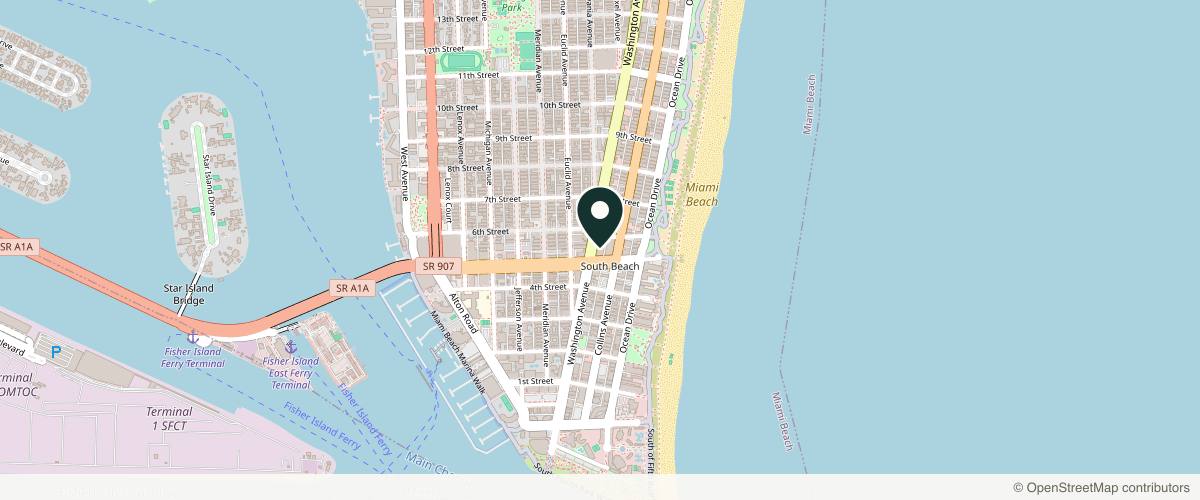 Map showing the exact location of Avabello Aesthetics at 555 Washington Ave Ste 360, Miami Beach, FL 33139, USA