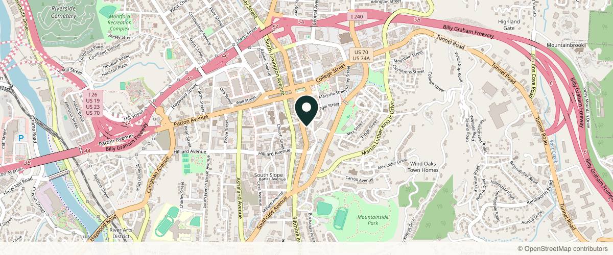 Map showing the exact location of Avail Aesthetics - Asheville at 60 Biltmore Ave Ste 003, Asheville, NC 28801, USA
