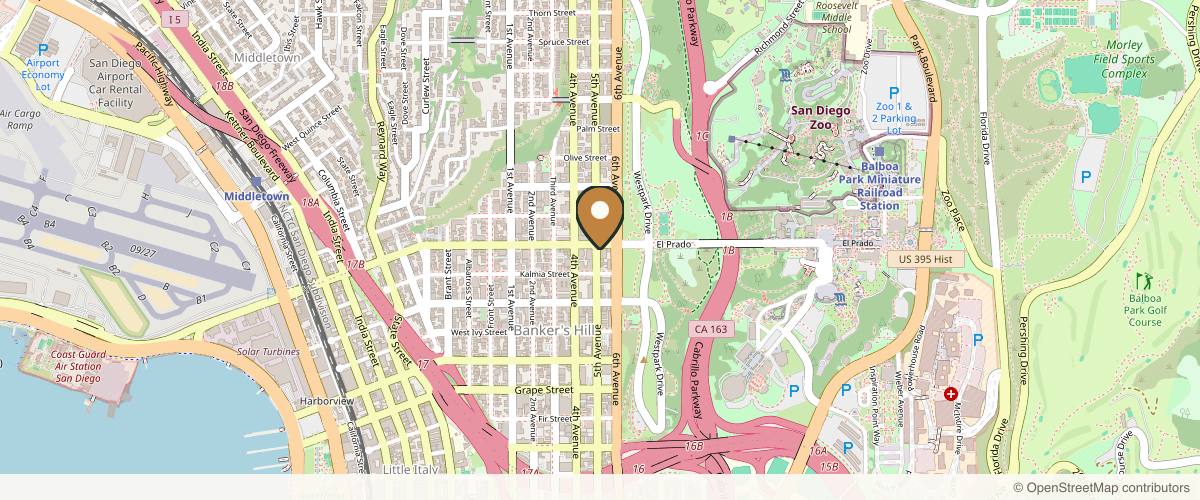 Map showing the exact location of Avalon Laser | San Diego Botox Clinic at 2445 Fifth Ave #220A, San Diego, CA 92101, USA