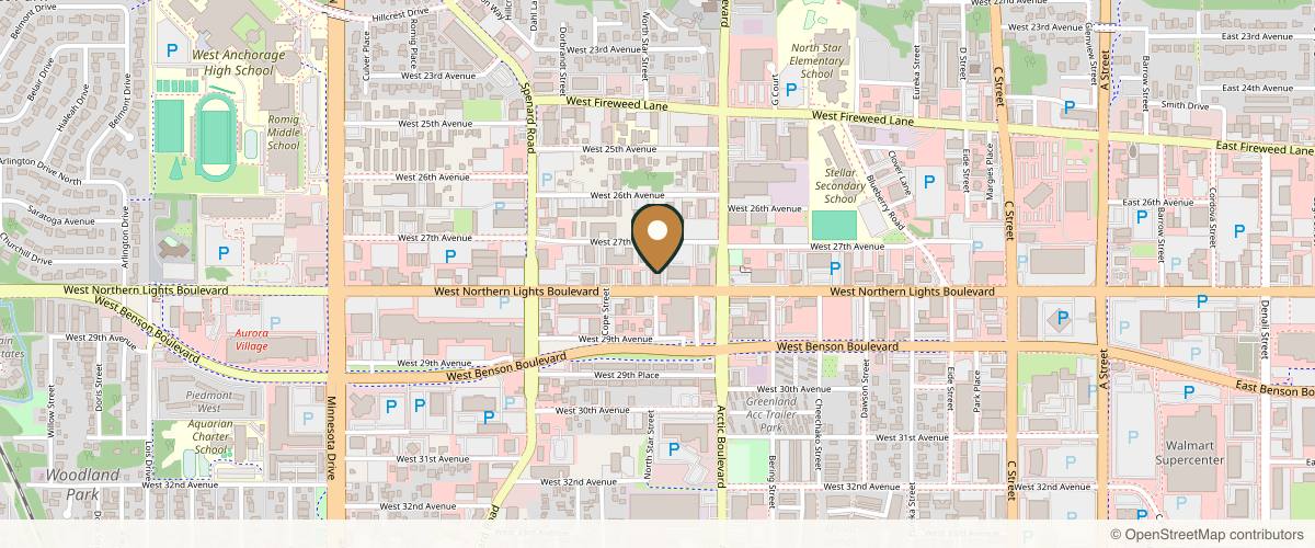 Map showing the exact location of Avante Medical Center at 915 W Northern Lights Blvd, Anchorage, AK 99503, USA