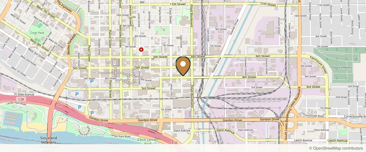 Map showing the exact location of Ave Medical Laser Spa at 1201 4th St, Sioux City, IA 51101, USA