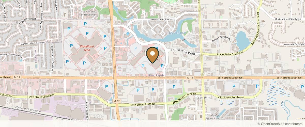 Map showing the exact location of Avelure Med Spa - Grand Rapids at 3659 28th St SE, Grand Rapids, MI 49512, USA