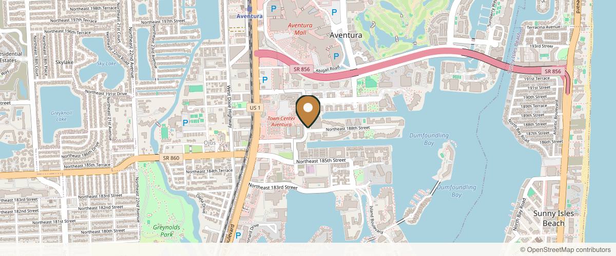 Map showing the exact location of Aventura Dermatology at 18801 NE 29th Ave, Aventura, FL 33180, USA