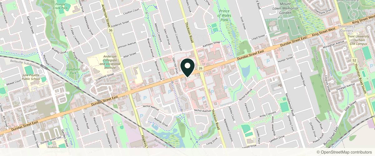 Map showing the exact location of Avenue Med Spa & Laser Clinic at 1533 Dundas St E, Whitby, ON L1N 2K6, Canada