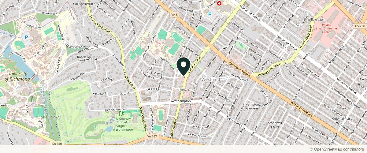 Map showing the exact location of Avenues Dermatology at 420 Libbie Ave, Richmond, VA 23226
