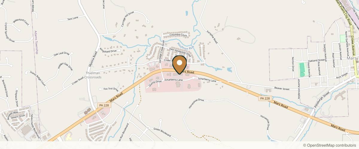 Map showing the exact location of Avere Beauty at 179 Scharberry Ln, Mars, PA 16046, USA