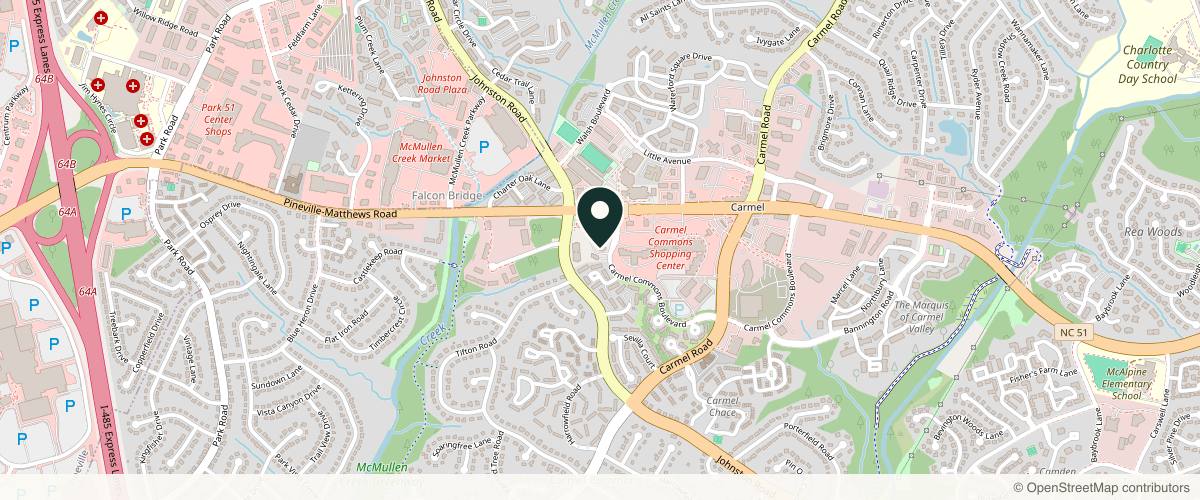Map showing the exact location of Avi Aesthetics Medical Spa at 10722 Carmel Commons Blvd Ste 420, Charlotte, NC 28226, USA