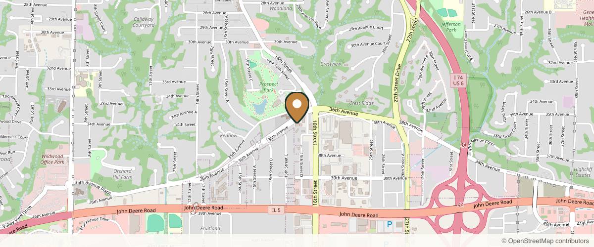Map showing the exact location of Awaken Beauty at 1570 36th Ave #1, Moline, IL 61265, USA