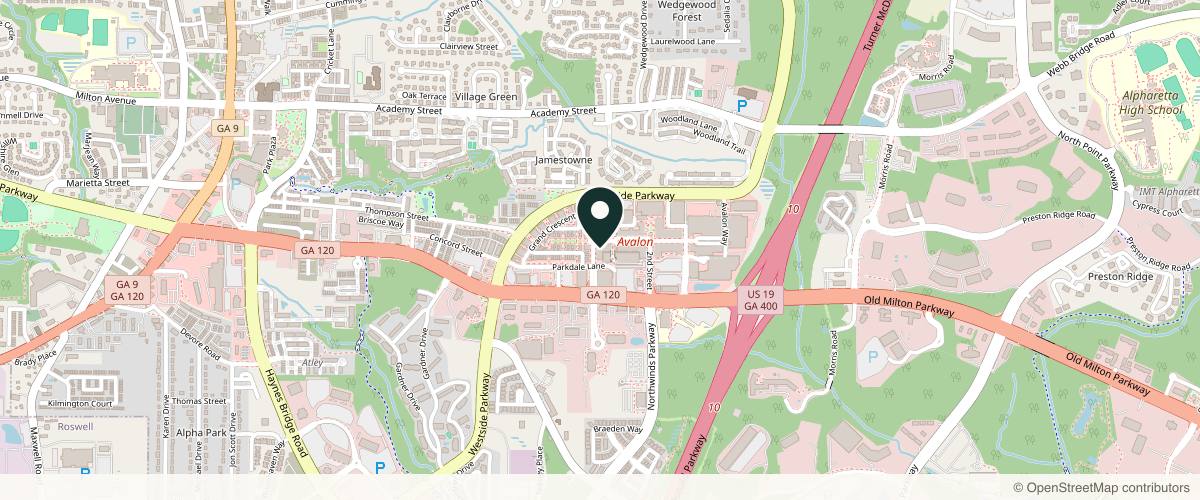 Map showing the exact location of AYA Medical Spa Avalon - Alpharetta at 2130 Avalon Blvd, Alpharetta, GA 30009, USA
