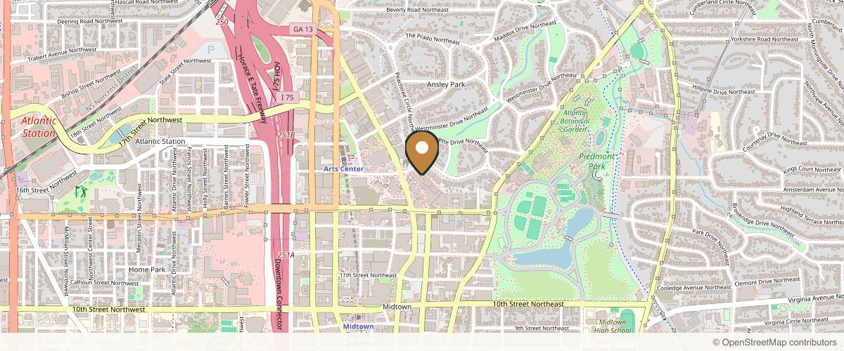 Map showing the exact location of AYA Medical Spa Colony Square - Midtown at 145 15th St NE Apt 103, Atlanta, GA 30309, USA