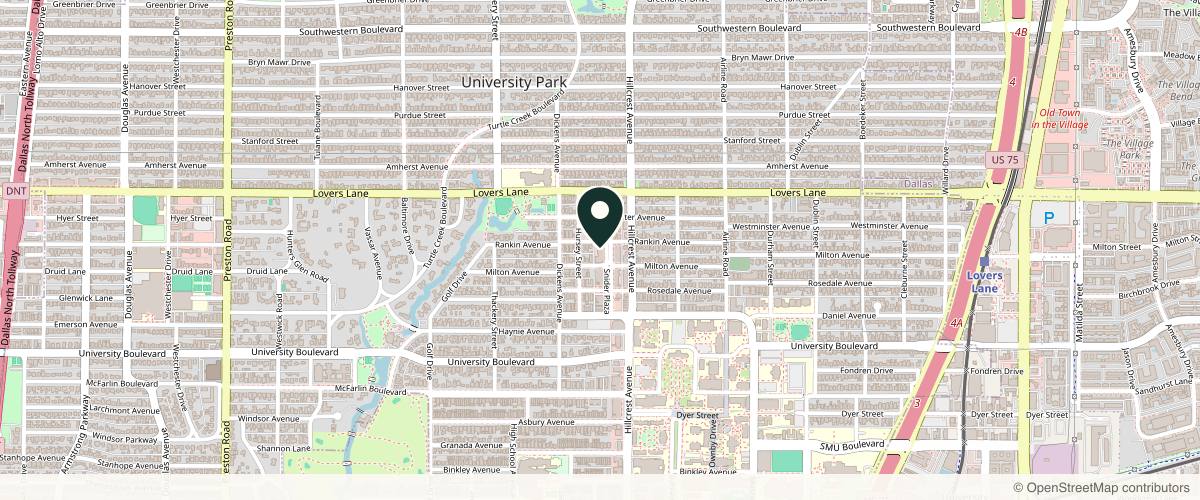 Map showing the exact location of AYA Medical Spa Dallas - University Park at 6825 Snider Plaza, Dallas, TX 75205, USA