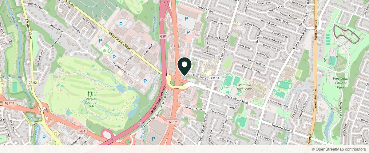 Map showing the exact location of Aydin Center For Plastic Surgery at 140 NJ-17 Suite 200, Paramus, NJ 07652, USA