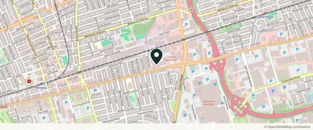 Map showing the exact location of Azary Aesthetics at lower level, 1 Old Country Rd Ste 404, Carle Place, NY 11514, USA
