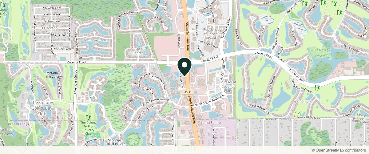 Map showing the exact location of Azul Cosmetic Surgery and Medical Spa | Bonita Springs at 23451 Walden Center Dr #400, Bonita Springs, FL 34134, USA