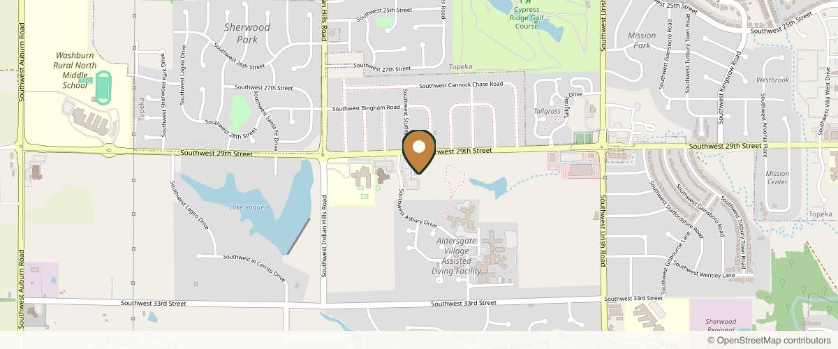 Map showing the exact location of Azure Aesthetics at 2902 SW Asbury Dr, Topeka, KS 66614, USA