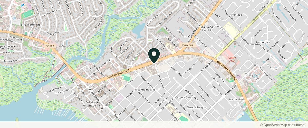 Map showing the exact location of B. Medical Aesthetics at 767 Coleman Blvd #5, Mt Pleasant, SC 29464, USA