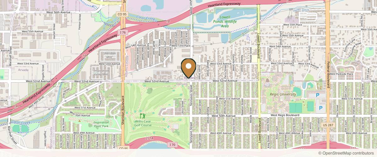 Map showing the exact location of b. natural at 4407 W 52nd Ave, Denver, CO 80212, USA