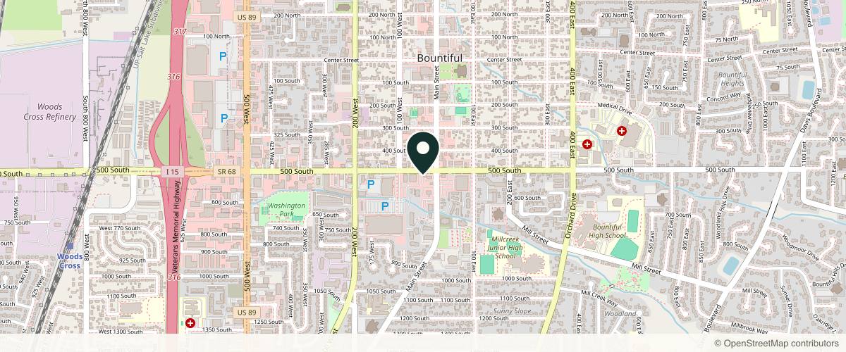 Map showing the exact location of Bahr Dermatology at 25 W 500 S Ste 100, Bountiful, UT 84010
