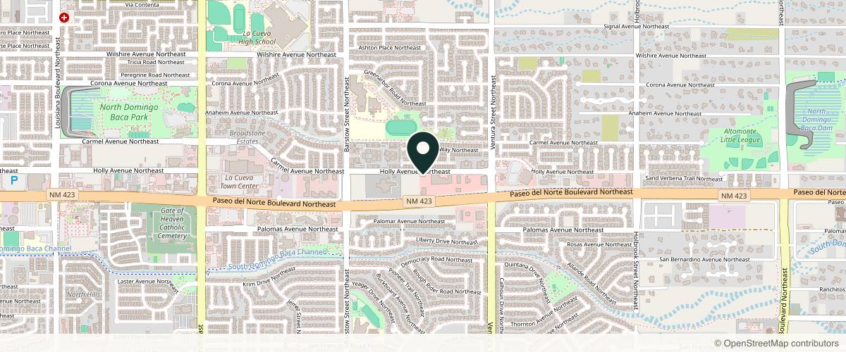 Map showing the exact location of Bair Medical Spa at 8810 Holly Ave NE, Albuquerque, NM 87122, USA