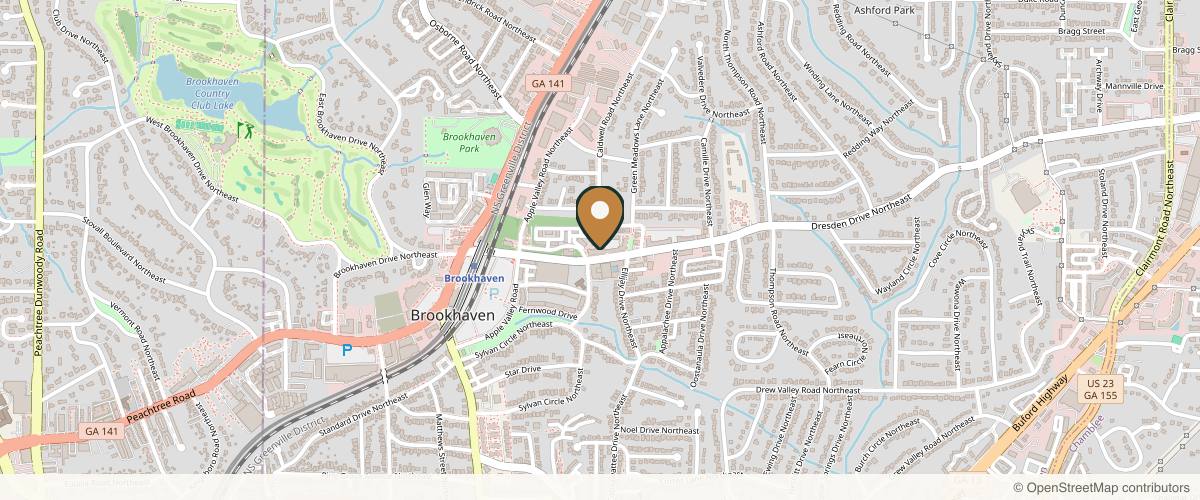 Map showing the exact location of Balanced Aesthetics + Wellness at 1350 Dresden Dr NE #1006, Atlanta, GA 30319, USA