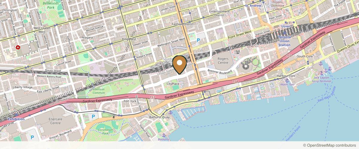 Map showing the exact location of Bar Beauty Medical Injections & Facials | Botox Toronto at 46 Fort York Blvd, Toronto, ON M5V 3Z3, Canada