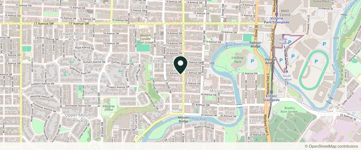 Map showing the exact location of Bardöt Beauty Boutique at 2207 4 St SW #130, Calgary, AB T2S 1X1, Canada