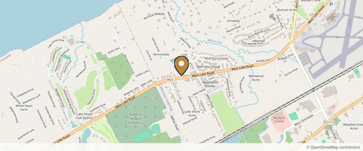 Map showing the exact location of Bare Beauty Aesthetics LLC at 5360 W Lake Rd Ste A, Erie, PA 16505, USA